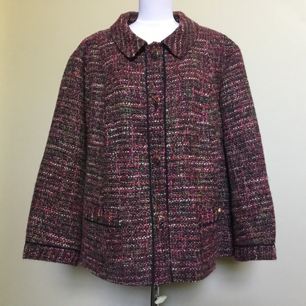 NWOT TALBOTS multi color boucle tweed jacket 24W